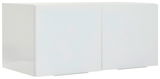 Weißer Aufsatzschrank mit zwei Türen, seitliche Perspektive