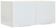 Weißer Aufsatzschrank mit zwei Türen, seitliche Perspektive