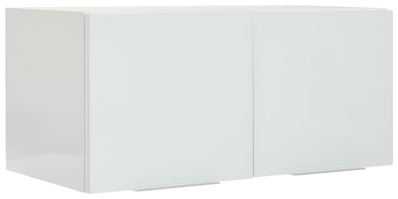 Voleo Aufsatzschrank MALIN Weißer Aufsatzschrank mit zwei Türen, seitliche Perspektive