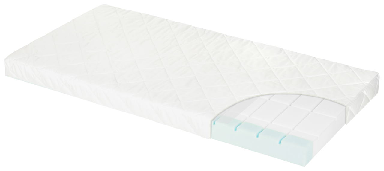 Matratze Traumhimmel 70x140, seitliche Perspektive mit sichtbarem Querschnitt