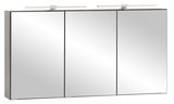 Moderner Spiegelschrank mit drei Türen und integrierter Beleuchtung, Frontalansicht