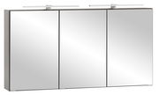 Moderner Spiegelschrank mit drei Türen und integrierter Beleuchtung, Frontalansicht