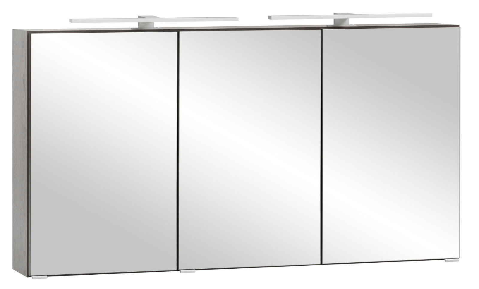 Moderner Spiegelschrank mit drei Türen und integrierter Beleuchtung, Frontalansicht