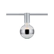 Silberne Deckenfassung mit Glühbirne, frontal betrachtet, Teil des URAIL-Systems von PAULMANN.