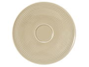 Kombi-Untertasse 16,5cm in Sandfarbe von oben betrachtet, mit konzentrischen Kreisen als Design.