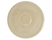 Kombi-Untertasse 16,5cm in Sandfarbe von oben betrachtet, mit konzentrischen Kreisen als Design.
