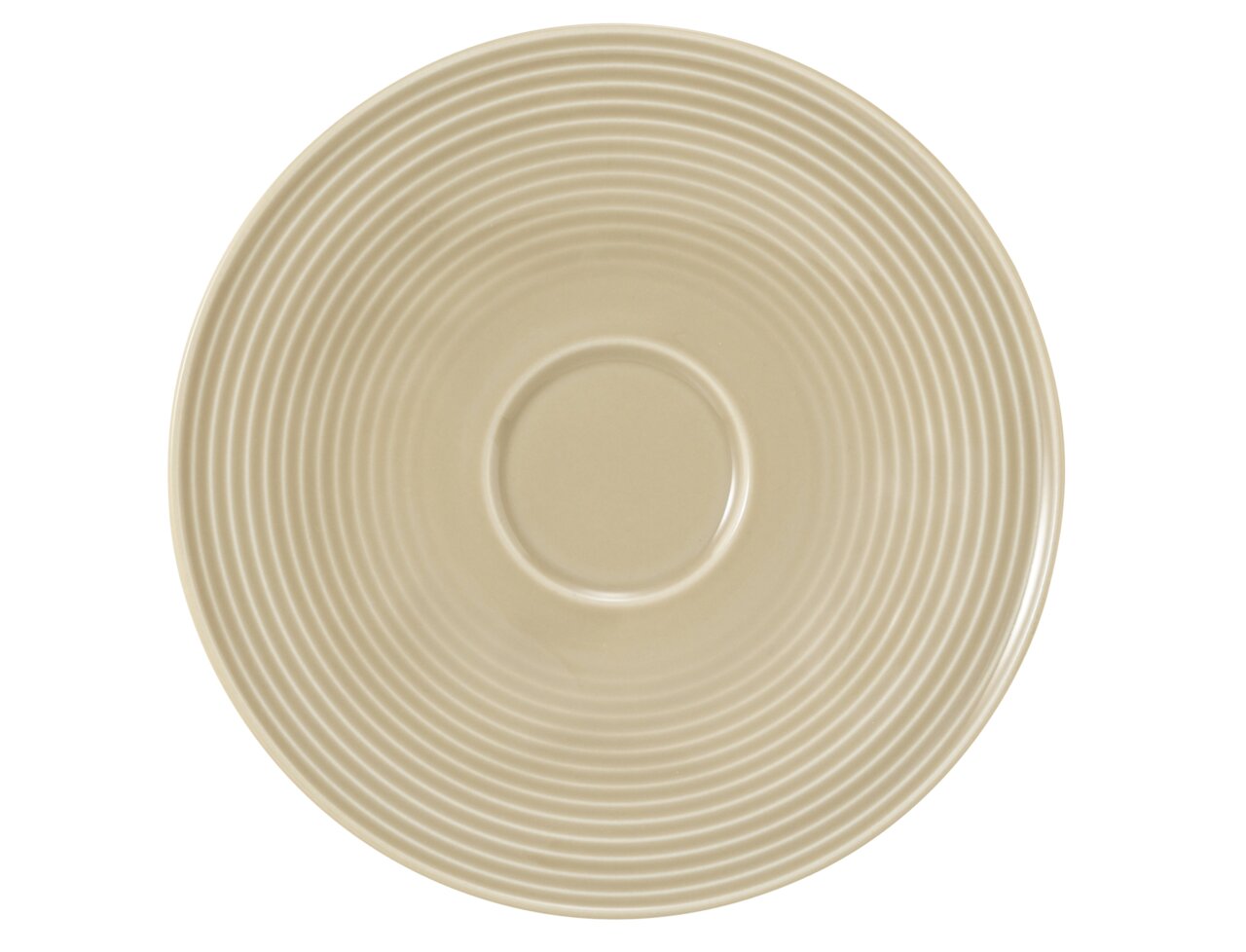 Seltmann Weiden Untertasse BEAT Kombi-Untertasse 16,5cm in Sandfarbe von oben betrachtet, mit konzentrischen Kreisen als Design.
