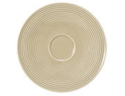 Kombi-Untertasse 16,5cm in Sandfarbe von oben betrachtet, mit konzentrischen Kreisen als Design.