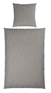 Graue Wendebettwäsche mit feinen vertikalen Streifen, Ansicht von oben