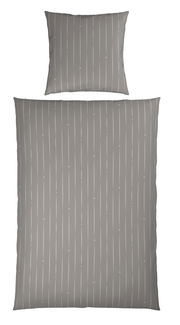 Graue Wendebettwäsche mit feinen vertikalen Streifen, Ansicht von oben