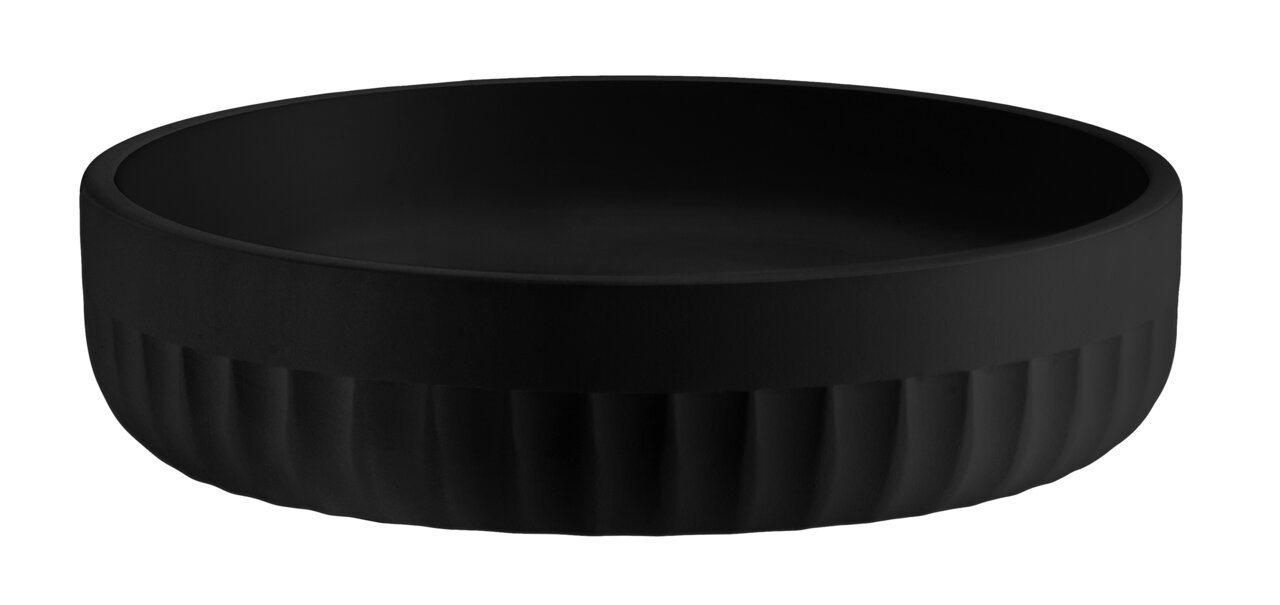 Beslagsboden Seifenschale Schwarze Seifenschale mit geriffeltem Rand, seitliche Perspektive