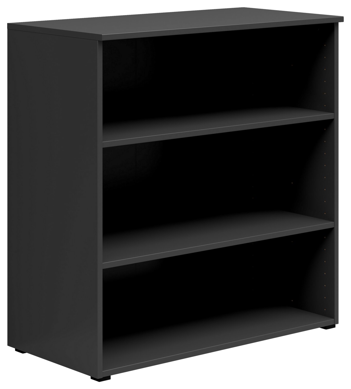 Carryhome Regal MULTISTAURAUM Schwarzes Regal mit drei offenen Fächern, seitliche Perspektive