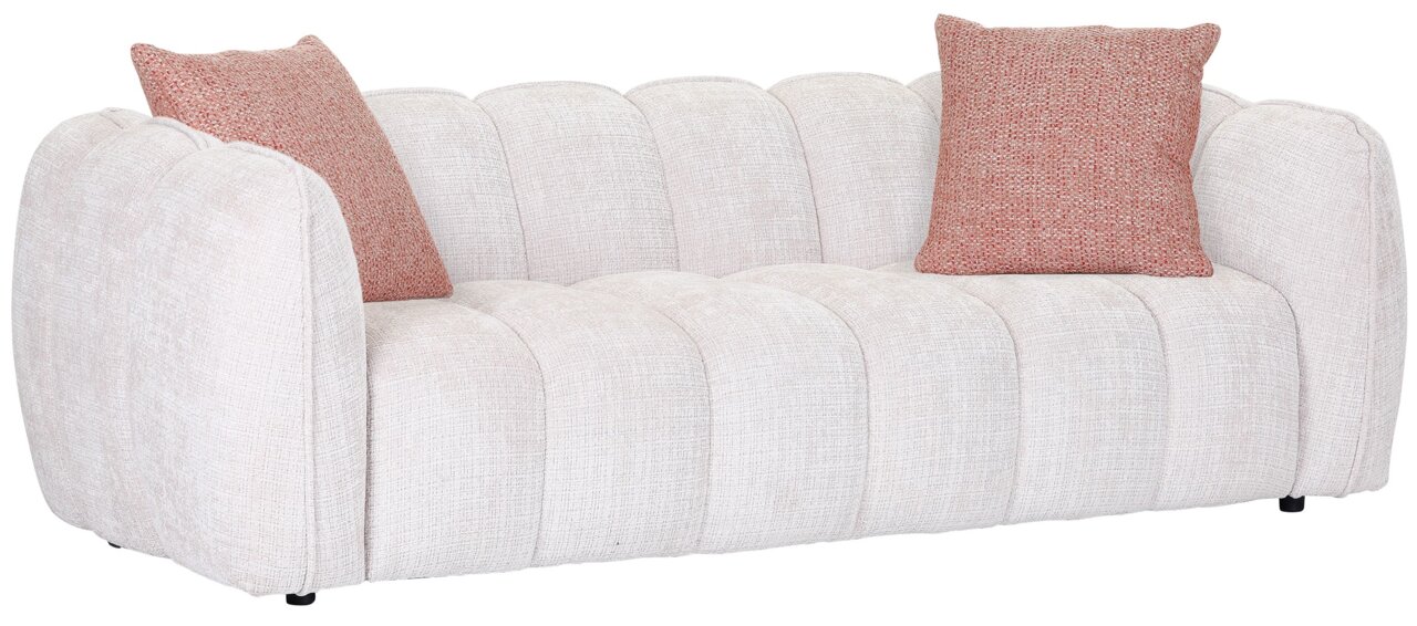 Z2 Kissen CROCKER Beiges Sofa mit zwei rosa Kissen, seitliche Perspektive