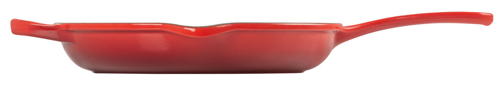 Rote Brat- und Servierpfanne, seitliche Ansicht