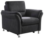 Schwarzer Sessel Beldomo System DAKOTA S mit eleganten Nähten und Metallfüßen, seitliche Perspektive