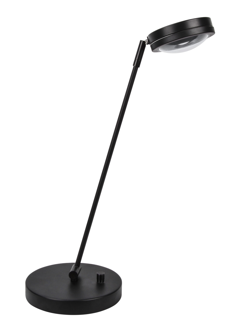 Megatron LED-Tischleuchte OTTICA Schwarze LED-Tischleuchte OTTICA mit rundem Sockel und verstellbarem Arm, seitliche Perspektive