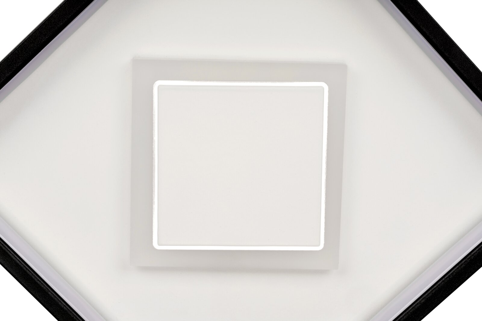Moderne LED-Deckenleuchte in quadratischer Form, Ansicht von unten