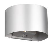 Silberne Akku Wandleuchte TALENT, seitliche Perspektive