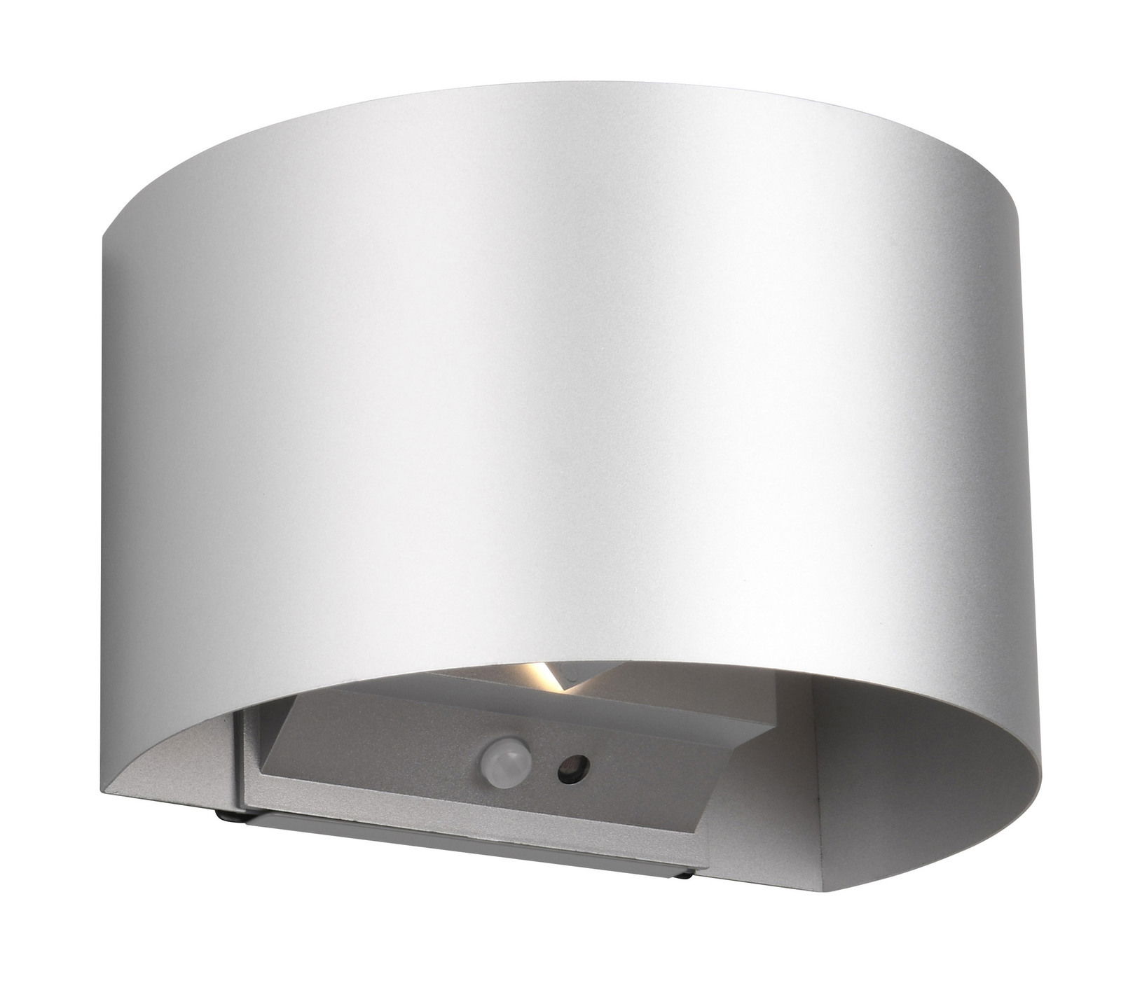 Silberne Akku Wandleuchte TALENT, seitliche Perspektive