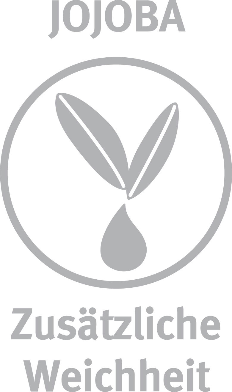 Symbol für Jojoba-Öl mit zusätzlicher Weichheit, Vorderansicht