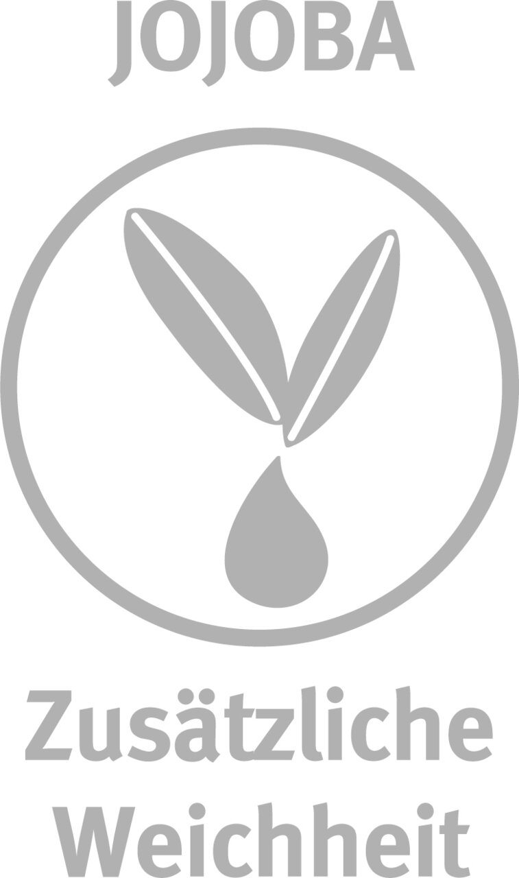 Symbol für Jojoba-Öl mit zusätzlicher Weichheit, Vorderansicht