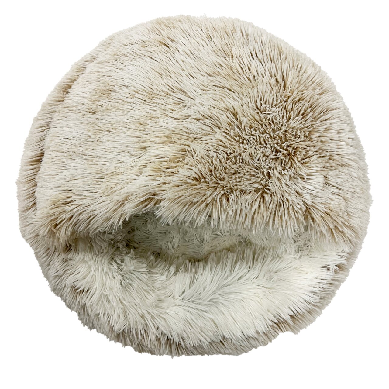 rogon Haustierbett SAMSON Rundes, flauschiges Haustierbett in Cremefarbe, von oben betrachtet.