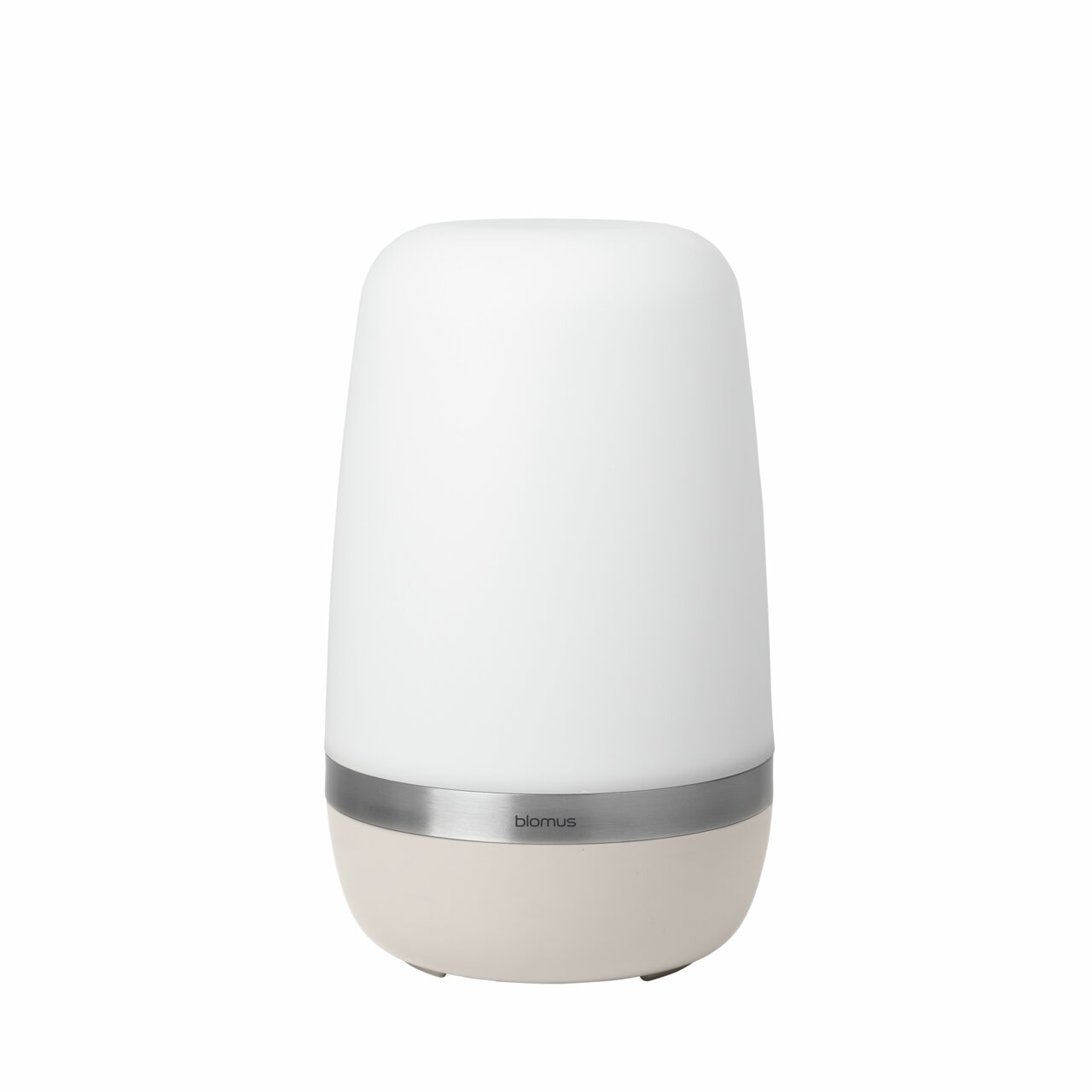 LED-Outdoorleuchte SPIRIT in Frontalansicht, modernes Design mit weißem Diffusor und silbernem Akzent.