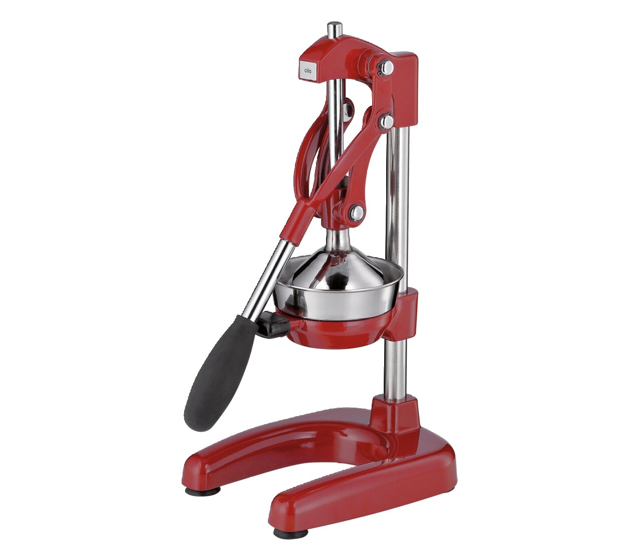Cilio Saftpresse AMALFI Rote Profi-Saftpresse Amalfi aus Metall, seitliche Perspektive