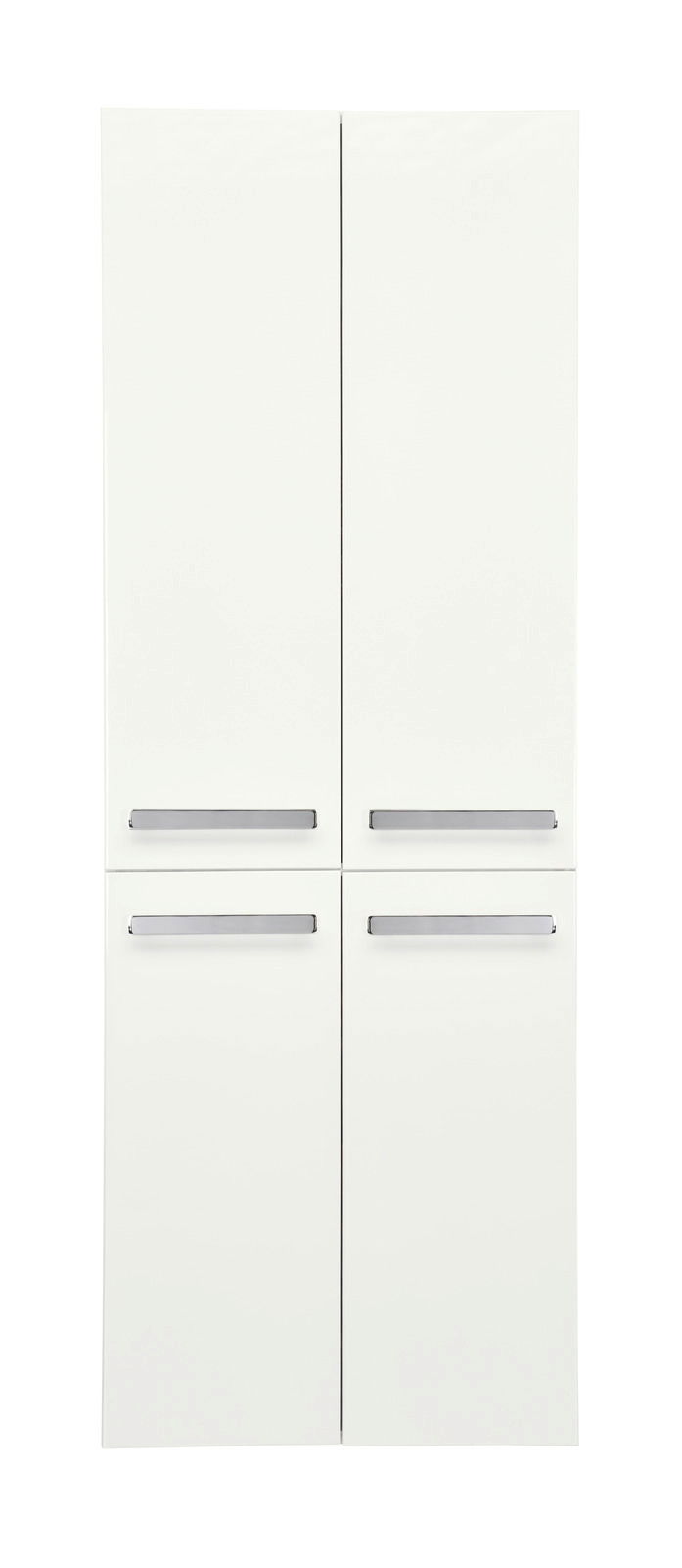 XORA Hochschrank SERIE 4005 Moderner weißer Hochschrank mit vier Türen und silbernen Griffen, Frontalansicht