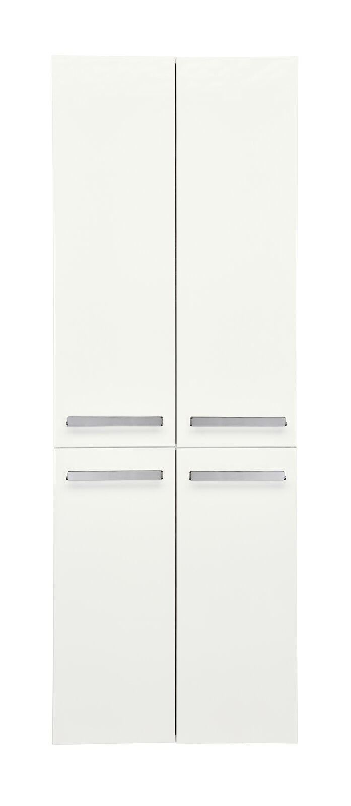 XORA Hochschrank SERIE 4005 Moderner weißer Hochschrank mit vier Türen und silbernen Griffen, Frontalansicht