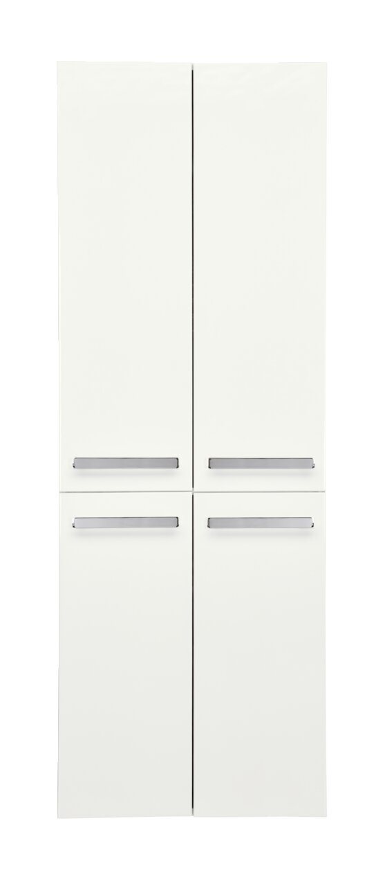 XORA Hochschrank SERIE 4005 Moderner weißer Hochschrank mit vier Türen und silbernen Griffen, Frontalansicht