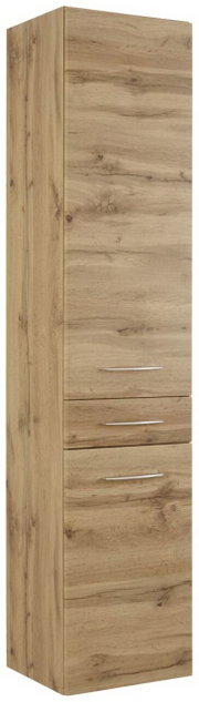 Hoge kast van hout in eikenlook, vooraanzicht