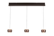 LED-hanglamp met drie lampen, modern aanzicht van voren