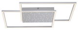 Moderne Deckenleuchte aus Stahl mit rechteckigem Design und integrierten LED-Lichtern, seitliche Perspektive.