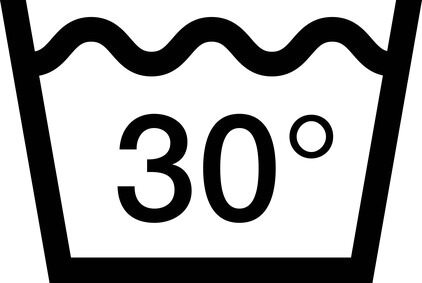 Schöner Wohnen Duschvorhang SHEGE Waschsymbole für 30 Grad, Vorderansicht