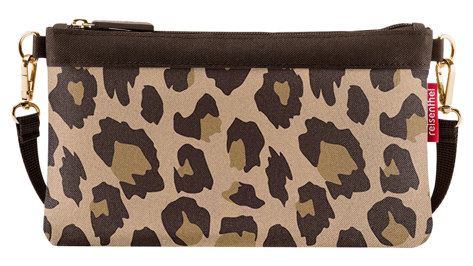 Leopardenmuster Mini-Tasche mit Reißverschluss und abnehmbarem Schulterriemen, Vorderansicht