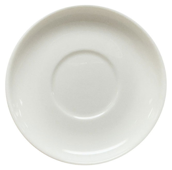 Zurbrüggen Espresso-Untertasse Weiße Espresso-Untertasse aus der Vogelperspektive