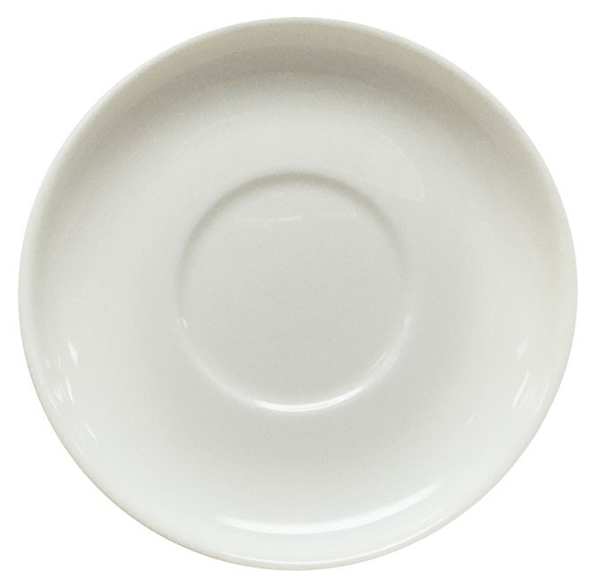 Weiße Espresso-Untertasse aus der Vogelperspektive