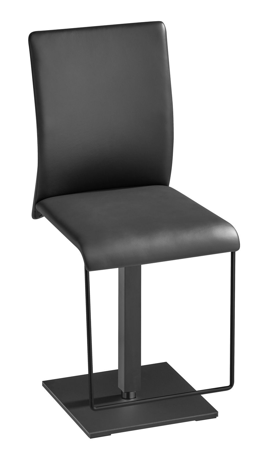 Bacher Tresenhocker JAGO Moderner schwarzer Tresenhocker mit Metallgestell, seitliche Perspektive