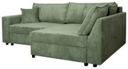 Grünes Ecksofa mit Rillenstruktur, Perspektive von vorne rechts