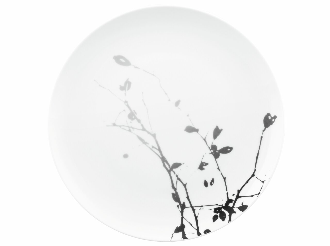 Frühstücksteller 22,5 cm mit schwarzem Zweig-Design, Draufsicht