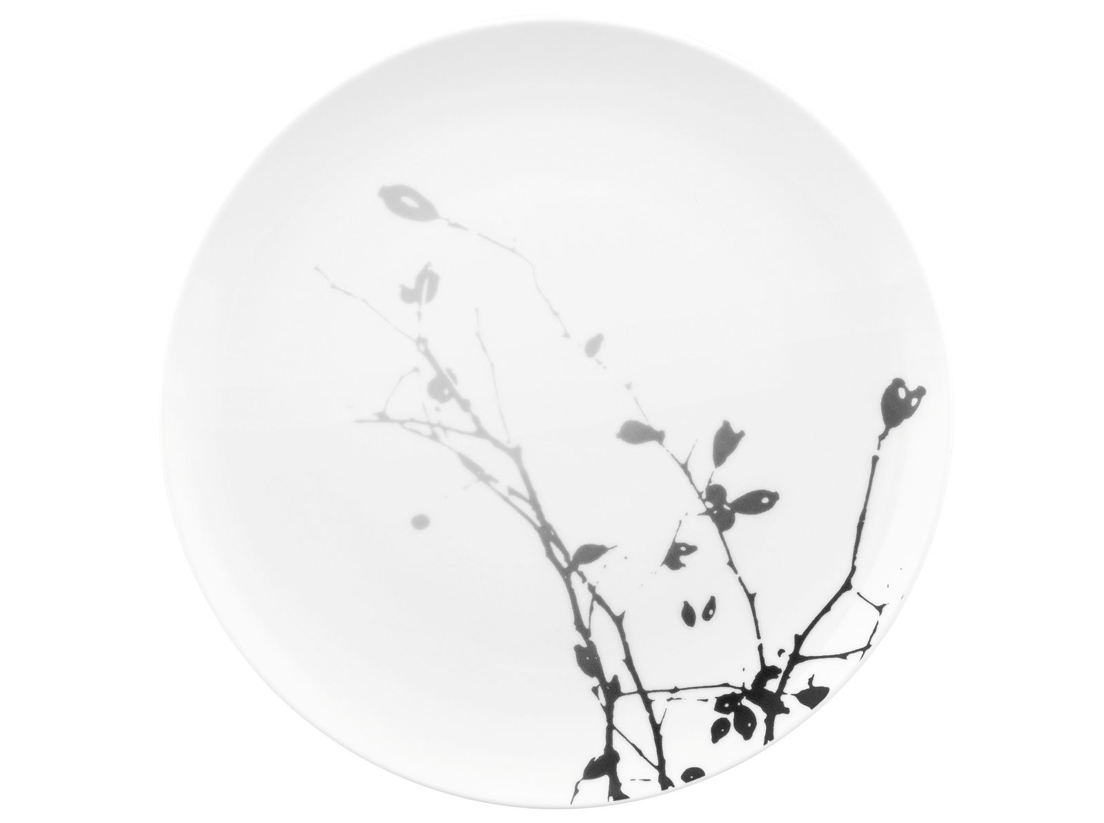 Frühstücksteller 22,5 cm mit schwarzem Zweig-Design, Draufsicht