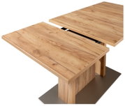 Moderne houten eettafel met uitschuifbaar tafelblad, zijaanzicht
