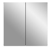 Frontalansicht eines modernen Spiegelschranks mit zwei Türen, schlichtes Design.