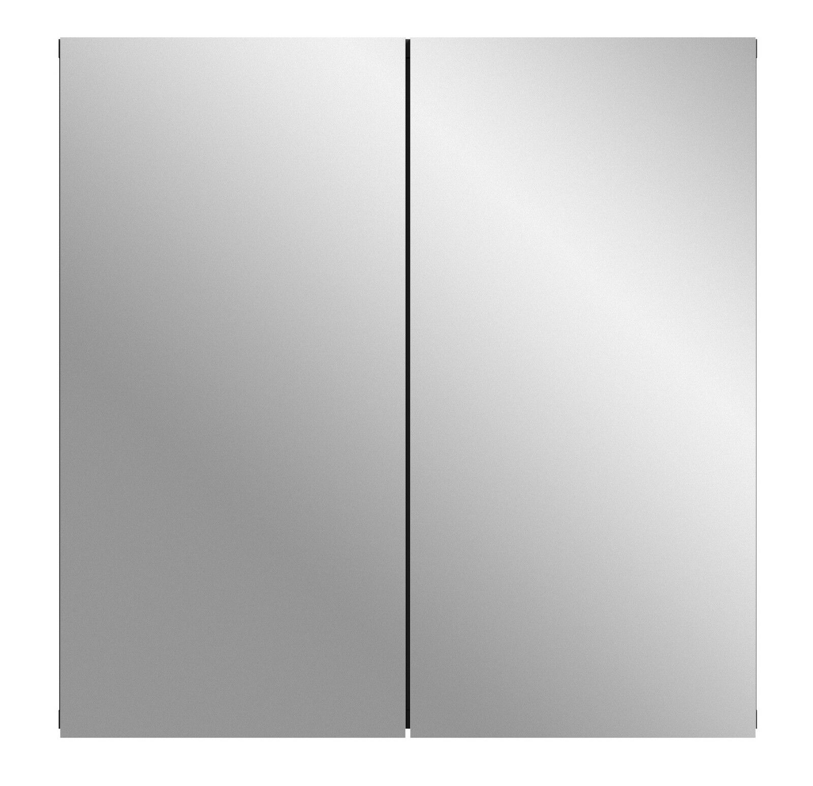 Frontalansicht eines modernen Spiegelschranks mit zwei Türen, schlichtes Design.