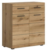 Holzkommode mit sechs Schubladen, seitliche Perspektive