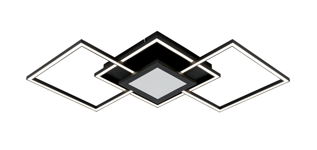 Moderne led-plafondlamp met een geometrisch ontwerp, zijaanzicht