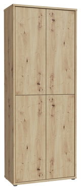 Hochformatiger XL-Schuhschrank mit vier Türen in Holzoptik, Frontalansicht