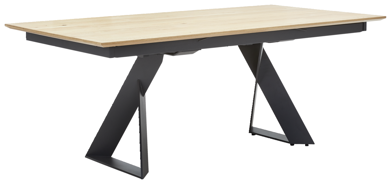 Venjakob Esstisch ETG61 Moderner Esstisch mit Holzplatte und schwarzen Metallbeinen, seitliche Perspektive