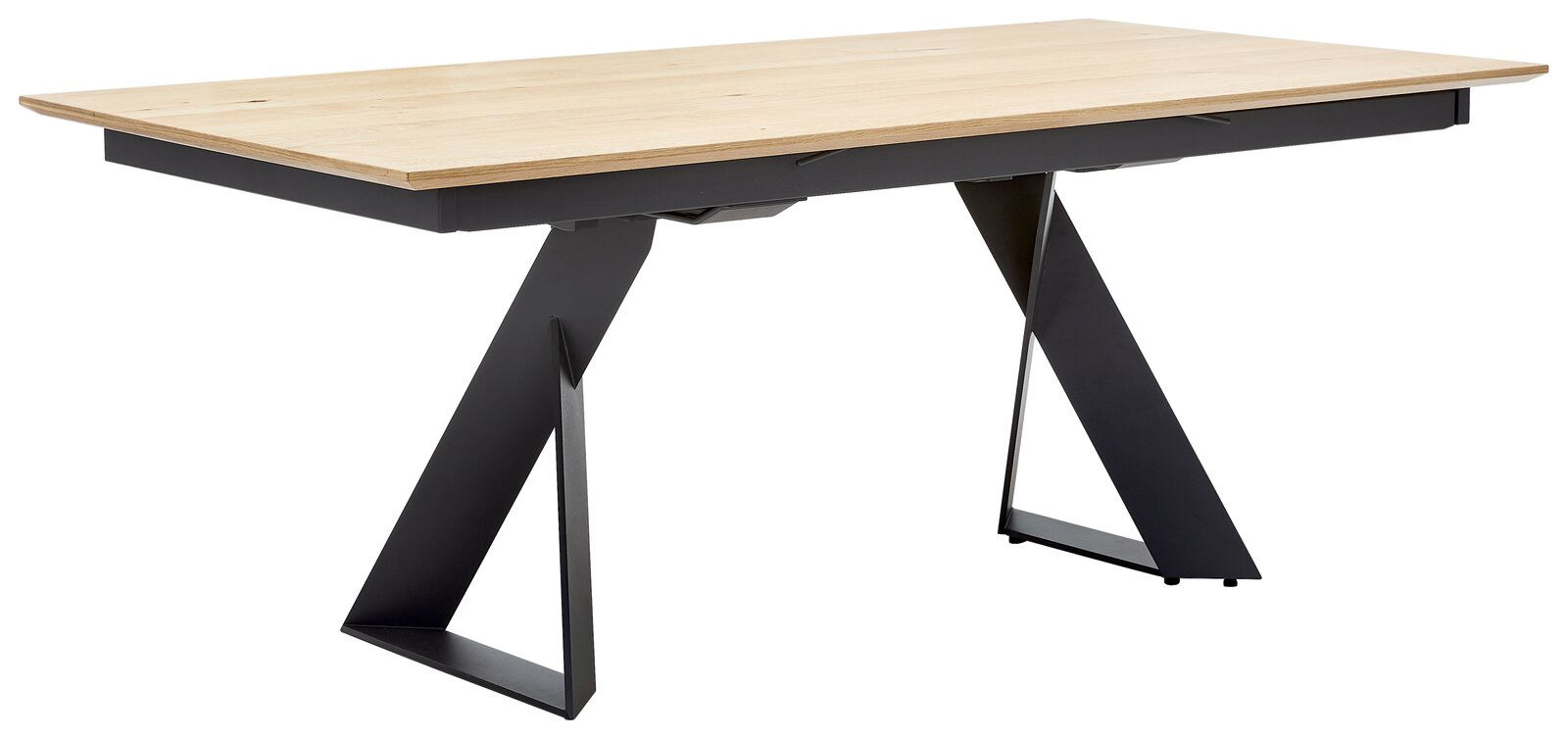 Venjakob Esstisch ETG61 Moderner Esstisch mit Holzplatte und schwarzen Metallbeinen, seitliche Perspektive